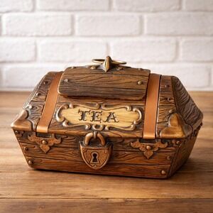 Treasure Craft 1961 California Tea Canister Chest Cookie Jar Copper Vintage